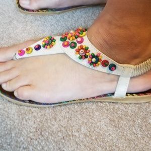 Beaded Sandals, Nude NWOB